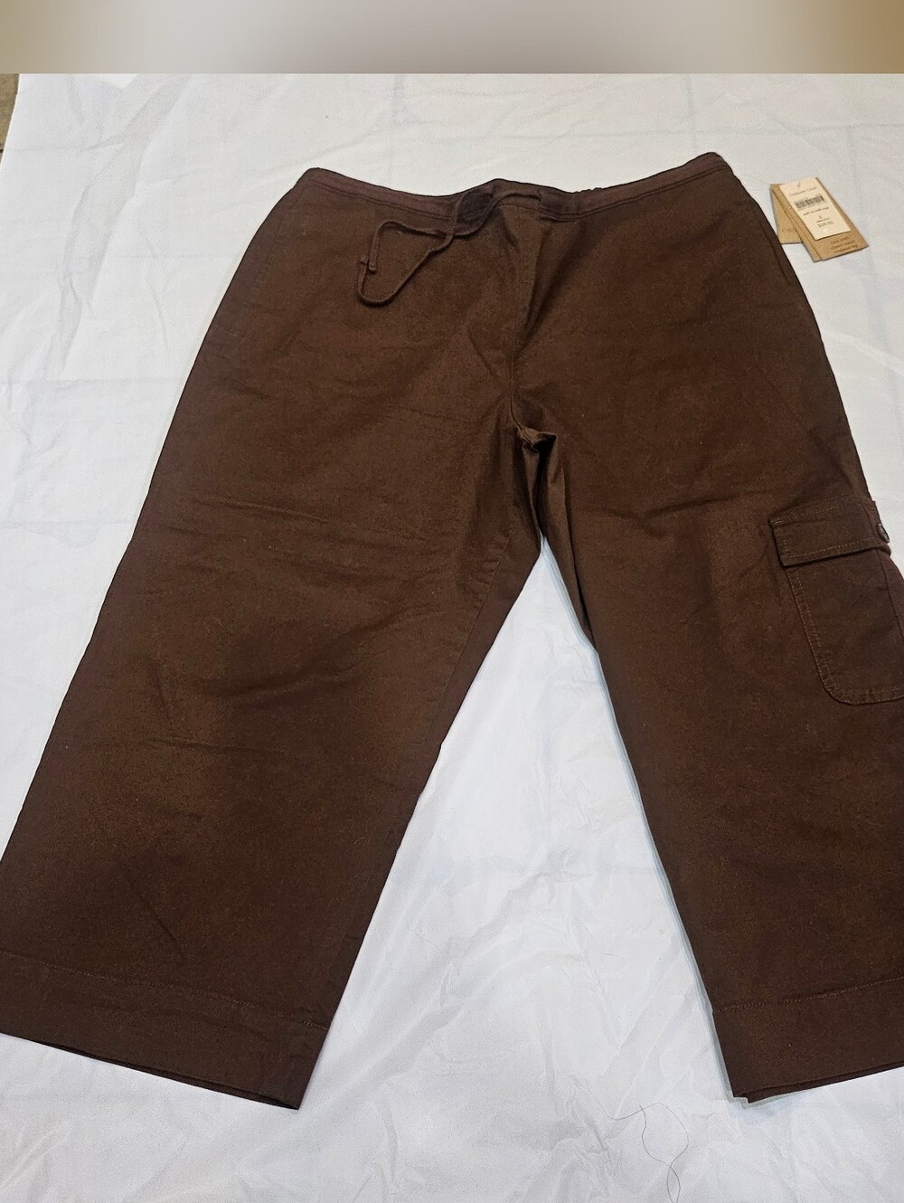 Coldwater Creek Pull On Cotton Capri Pants NWT Brown Size L 14-16